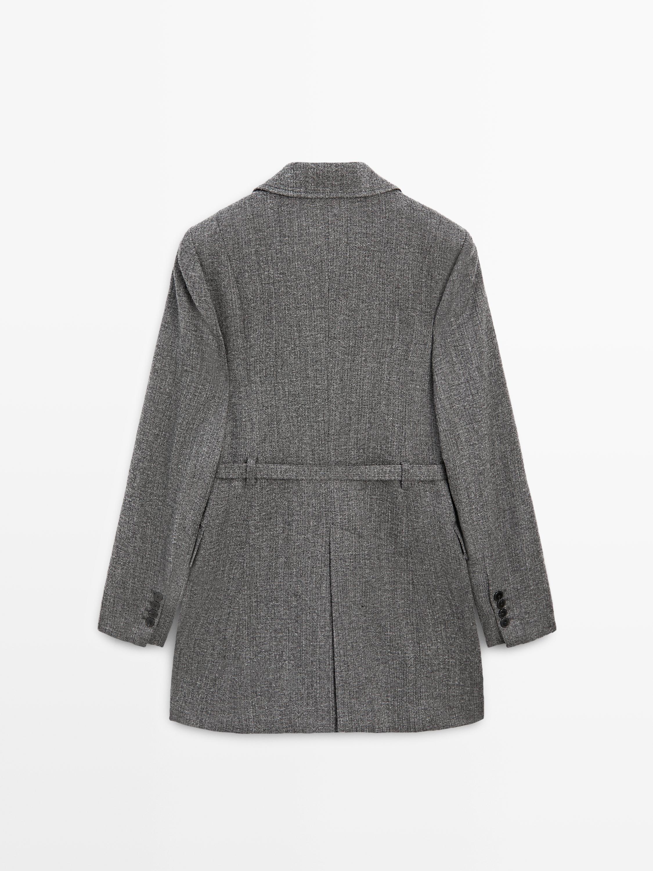 Flecked suit blazer with belt